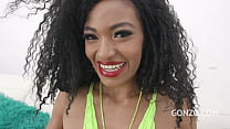 Busty black slut Tina Fire returns to Gonzo for hot anal fucking with DP SZ2752